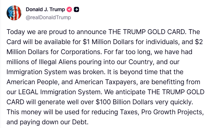 Trump’s “Gold Card” or a Green Card for Millions