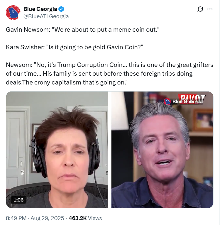 Trump Corruption Coin: Ньюсом троллит Трампа криптой Trump Corruption Coin: Ньюсом троллит Трампа криптой