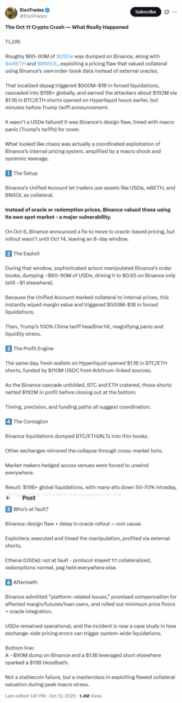 Binance розкрила причини обвалу крипторинк