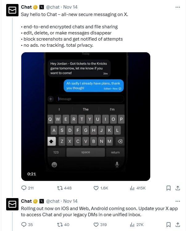 Новый чат от Маска