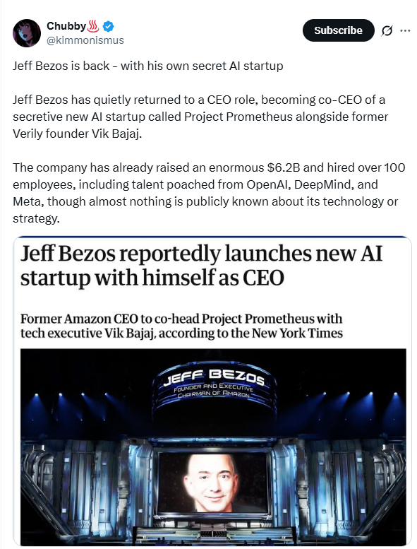 Новый AI-стартап от Джеффа Безоса