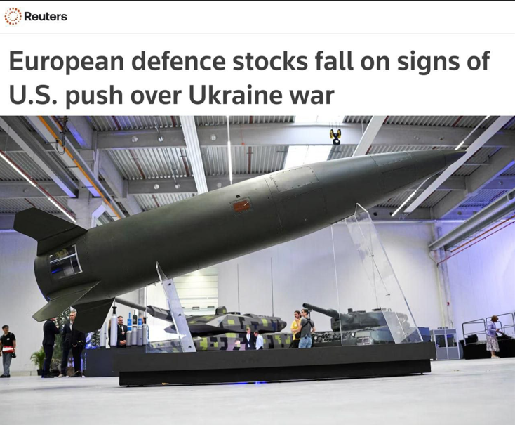 Мирные заявления обрушили оборонные акции Европы