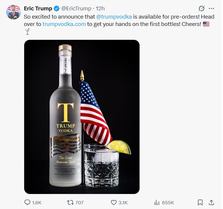 Пора поднять бокалы: Trump Vodka открыла предзаказы
