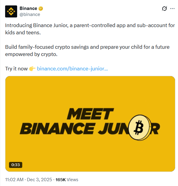 Учимся крипте с раннего возраста: Binance Junior стартует