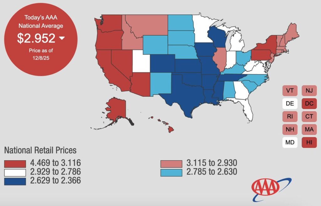 Минимальные цены на бензин в США